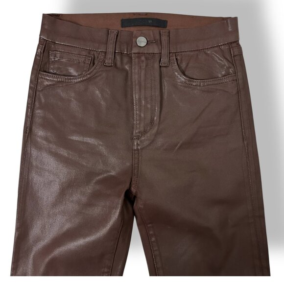 Joe's Jeans High Rise Charlie Skinny Ankle Coated Faux Leather Brown Sz 25 - Picture 2 of 8